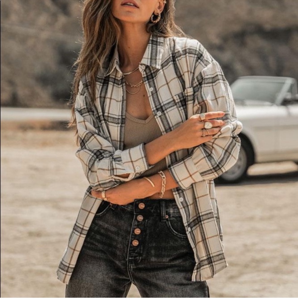 Bohme Plaid Shirt in Black and Cream